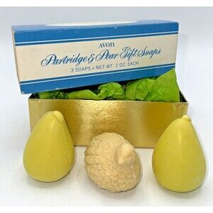 Vintage Avon Partridge & Pear Gift Soaps Set Of 3, W/Box 1970's Guest Soap Decor